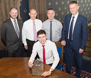 Image of the apprentice award winner Grant McGillivray and colleagues from Estates and Buildings