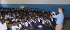 Prof Paul Garside in Malawi, delivering a careers talk on 