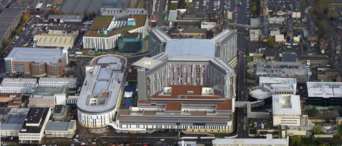 Aerial photo of Queen Elizabeth University Hospital campus