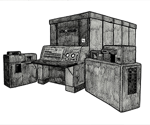 Image of the early DEUCE computer installed at the University of Glasgow