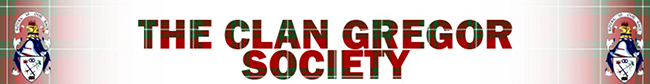 Image of branding from the Clan Gregor website with the words The Clan Gregor Society
