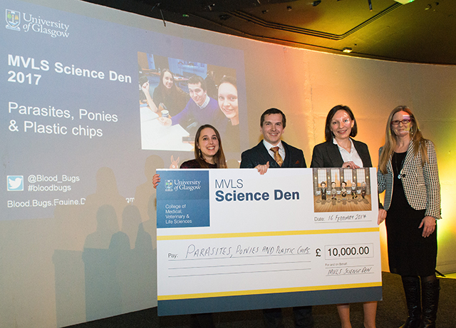 Science Den winning team with Carol Clugston