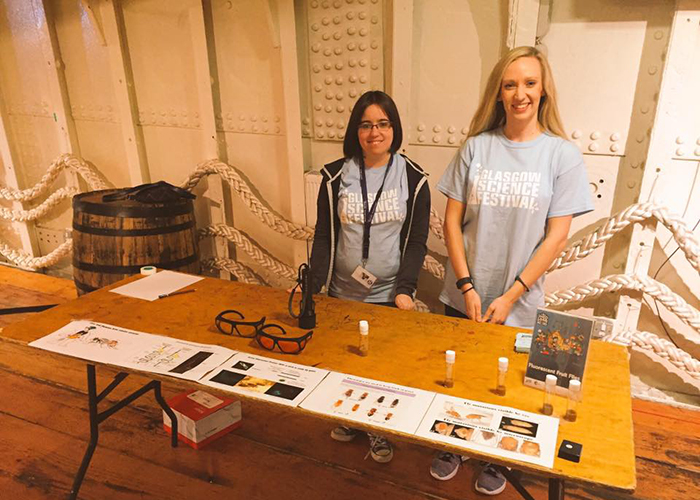 GSF staff and volunteers with their glowing fruit fly activity at the Tall ship as part of Doors open day 2016
