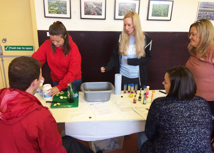 demonstrating experiments at the Community kit box training event 