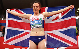 Image of athlete Laura Muir at the Belgrade International Indoor Championships courtesy Scottish Athletics