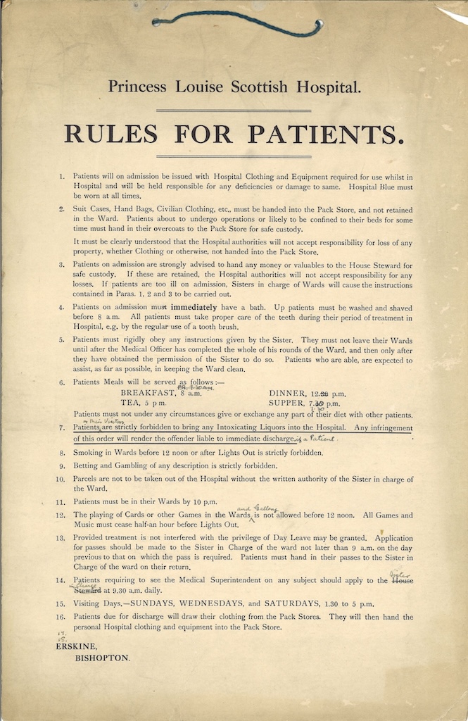 Erskine Hospital patient rules