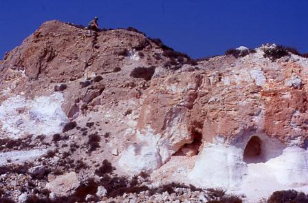 Mines into white rock, Loulos, Melos