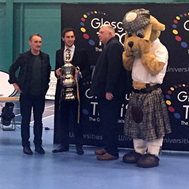 Image of @GUSAPresident Ruari Thomson with the Glasgow Taxis Trophy
