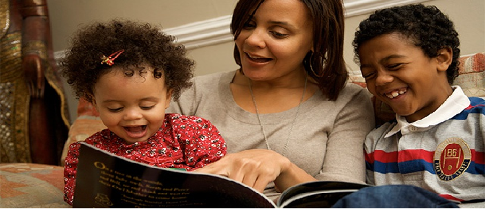 tile - mother reading with children