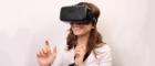 Image of a woman wearing a virtual reality head set