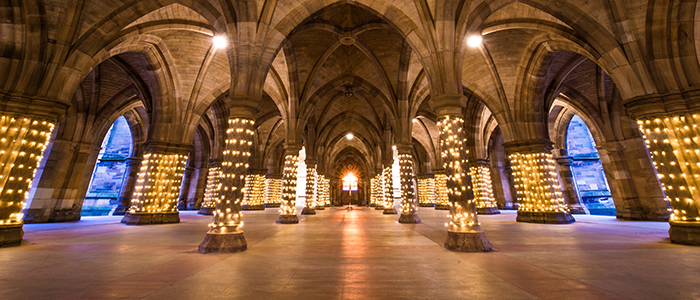 Image of the cloisters with lights