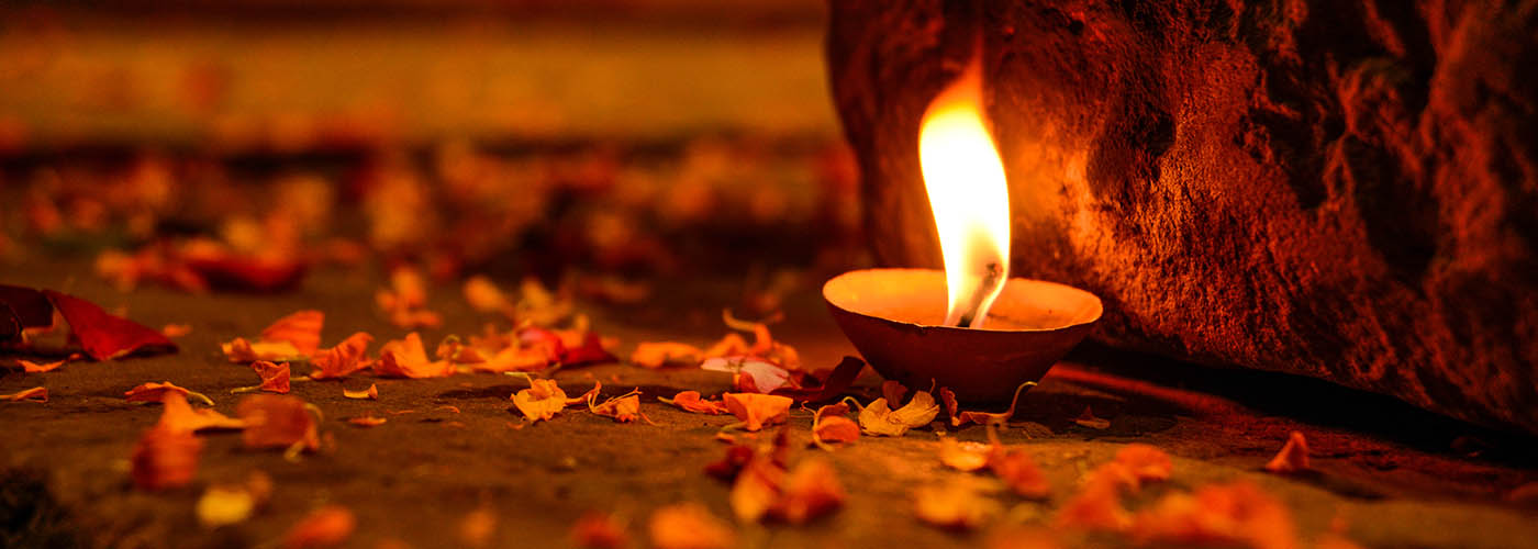 candle among petals