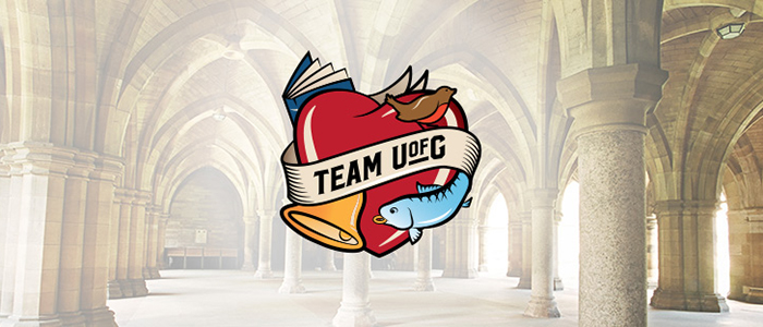 Team UofG logo in cloisters (700x300)