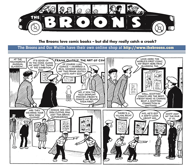 Image of the Broons cartoon featuring the University of Glasgow's copy of the world's first comic.