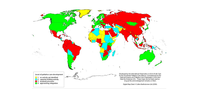 world map of palliative care development 2006