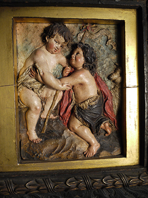 Colour photograph of Circle of Juan Martínez Montañés, Infant Christ and Infant St John the Baptist, polychromed relief sculpture, c. 1620-50, Ford Collection, London