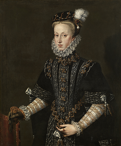 Portrait of Anne of Austria,  4th Queen of Philip II of Spain, by Alonso Sánchez Coello (1531/32-1588), oil on canvas