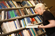 student in the library