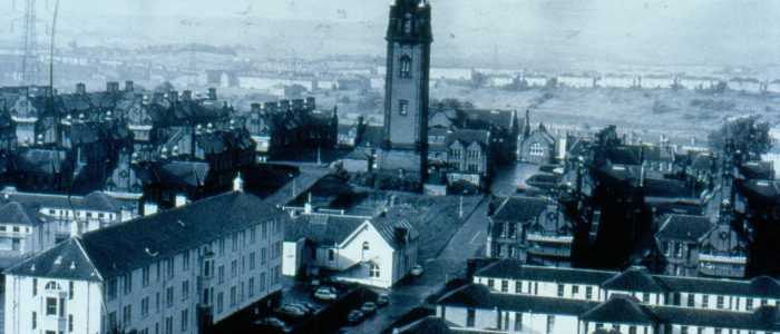 A view of Ruchill Hospital with the tower in the distance, Dr Dermot Kennedy Slides