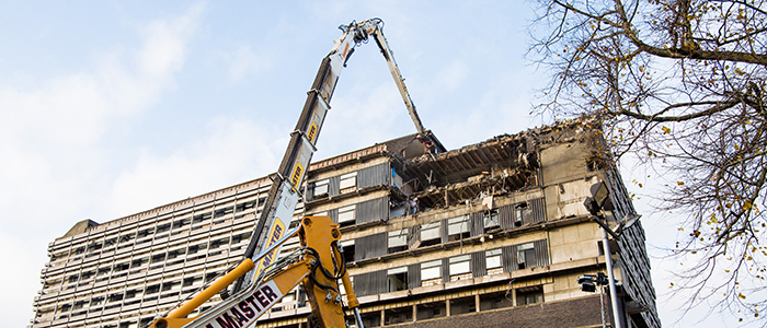 Image of demolition work underway on the former Western Infirmary site
