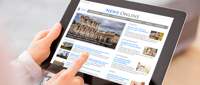 Image of a tablet with words News Online