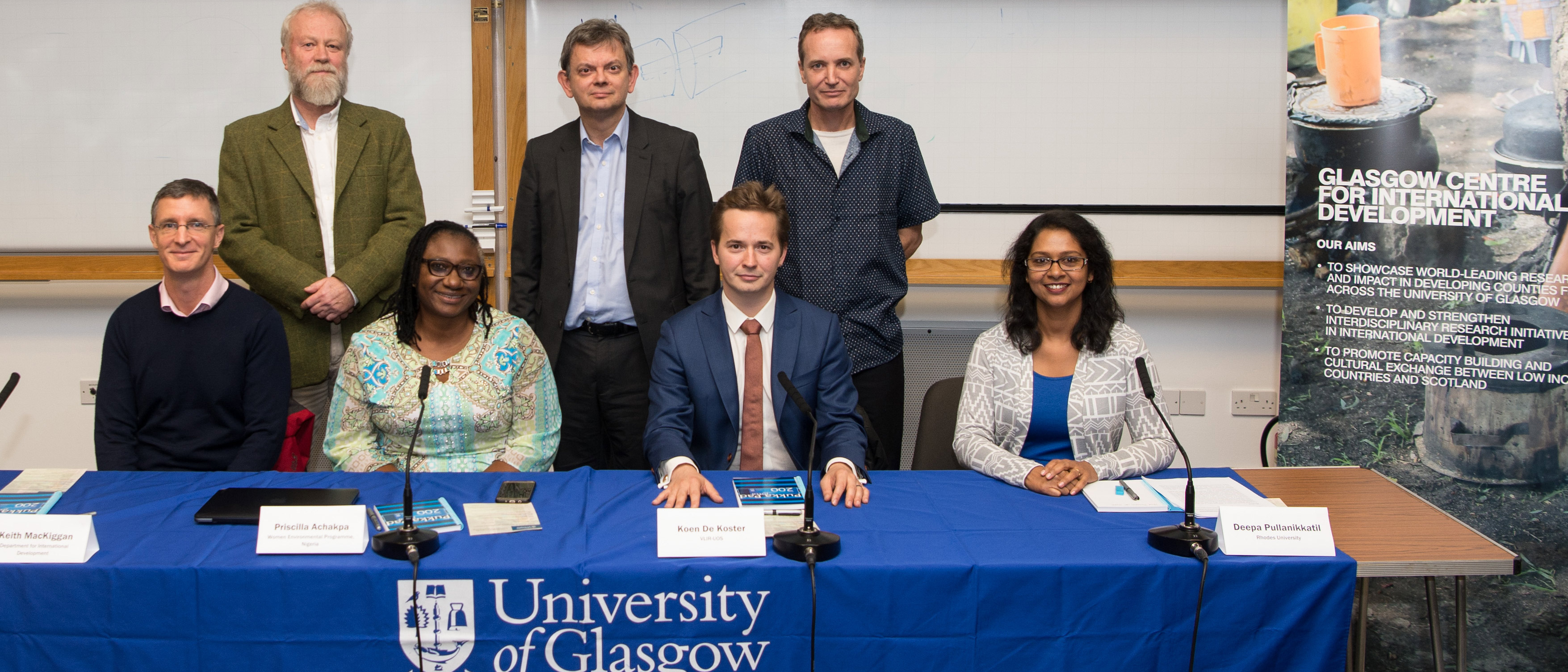 Simon Anderson (IIED), Anton Muscatelli, Dan Haydon, Keith Mackiggan (DFID), Priscilla Achapka (WEP), Koen De Koster (VLIR-UOS), Deepa Pullanikkatil (Abundance)