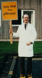 Ken Calman with placard