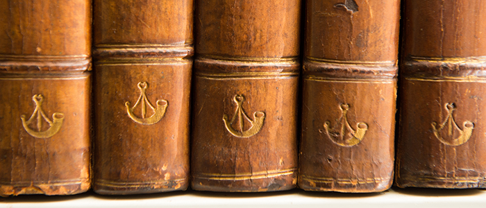 Image of old leather-bound library books courtesy FGUL
