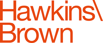 The logo of Hawkins Brown - design team for the University of Glasgow's new College of Arts building