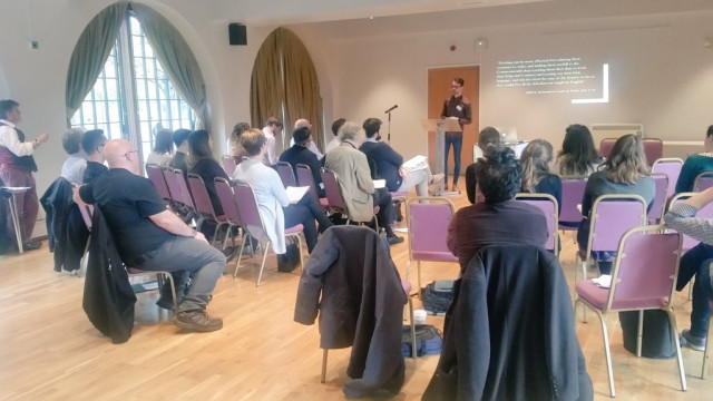 Jamie Kelly (University of Glasgow) presenting on the language issue in Highland education, c.1660-c.1754. The Communities and Margins of Early Modern Scotland Conference