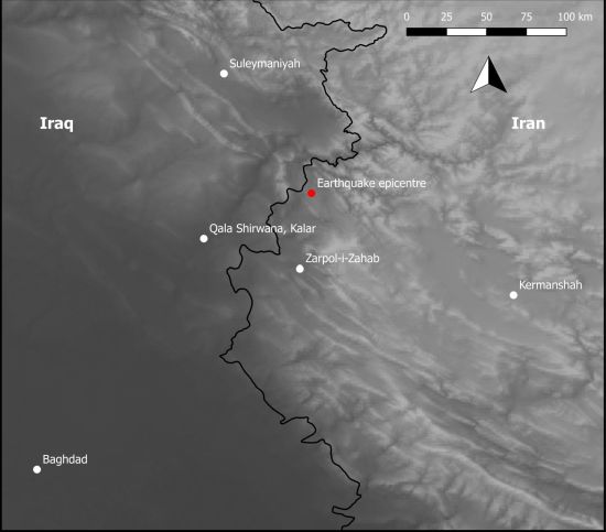 Fig. 1. Map showing the location of the Qala Shirwana 
