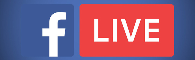 Image of the Facebook Live, red and blue logo