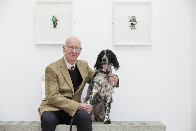 Image of Sir Bobby Charlton with Eva the dog