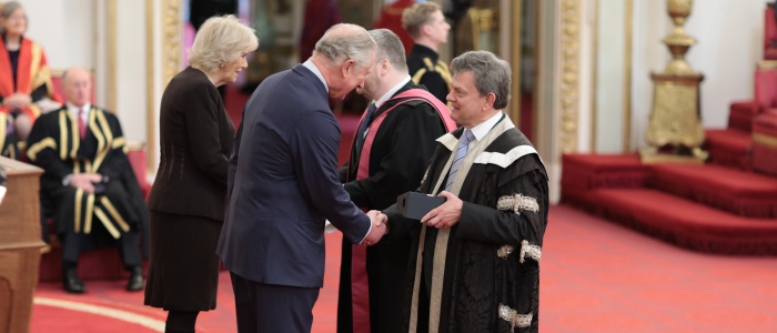 Queen's Anniversary Prize Presentation to Professor Sir Anton Muscatelli and Professor Marc Alexander by the Prince of Wales and Duchess of Cornwall