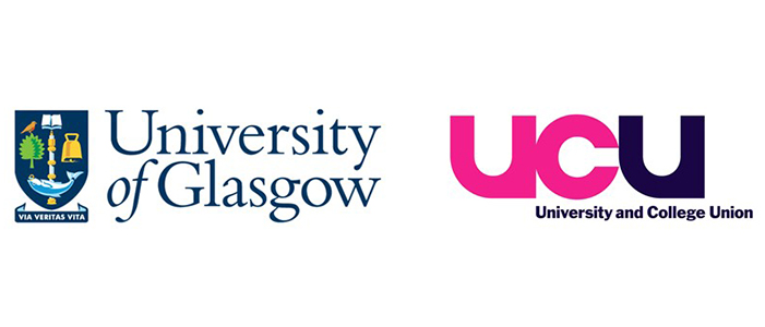 Logos for the University of Glasgow and the University and College Union