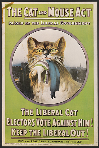 A suffragette poster pillorying the Liberal government’s Cat and Mouse Act - under whose terms Smith was released from prison in 1914. Image from the Schlesinger Library on the History of Women in America, Harvard University, via Flickr - https://flic.kr/p/fynKcD