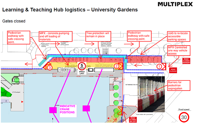 Diagram showing University Gardens closure arrangements
