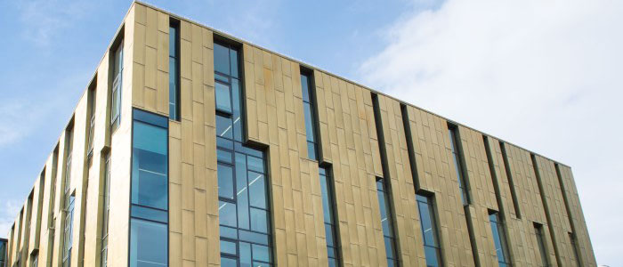 Image of the top of the Sir Michael Stoker building