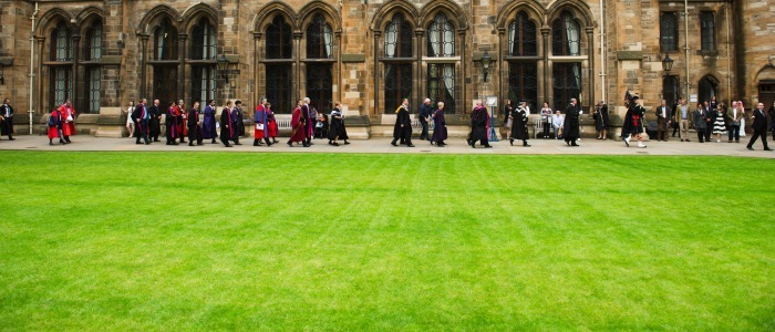 Students in the quadrangle during graduation