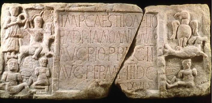 The Summerston distance stone from the Antonine Wall, which was found near Bearsden, was one artefact successfully tested for pigment © The Hunterian 