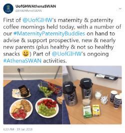 Tweet about IHW maternity and paternity coffee morning