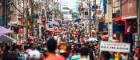 A photo of a busy shopping street in Brazil