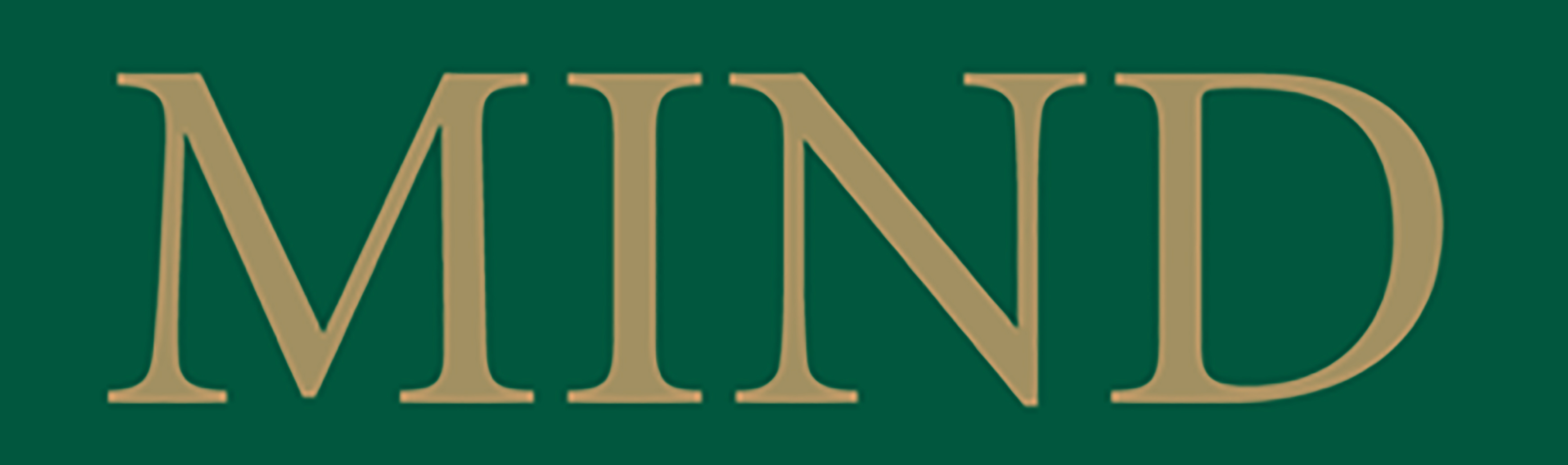 Logo: a green background with golden capital letters which read MIND