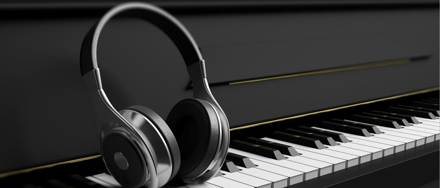 Headphones on a piano