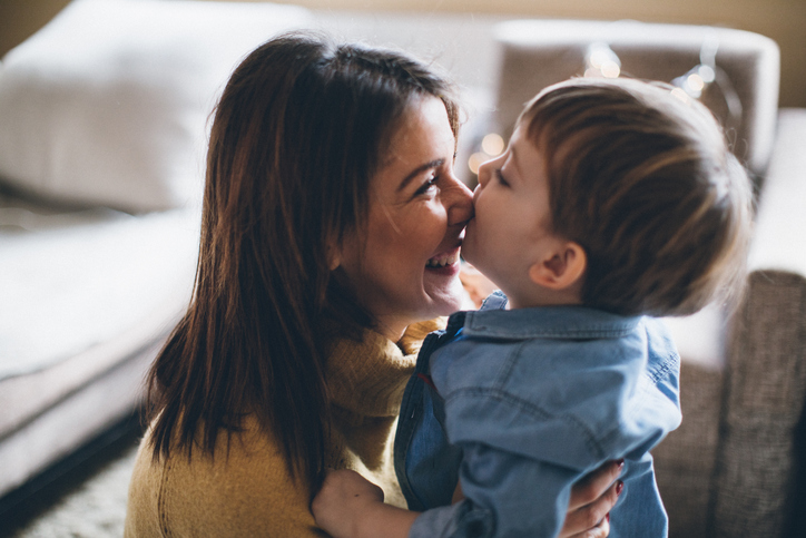 Mother and son laughing, 724x483px