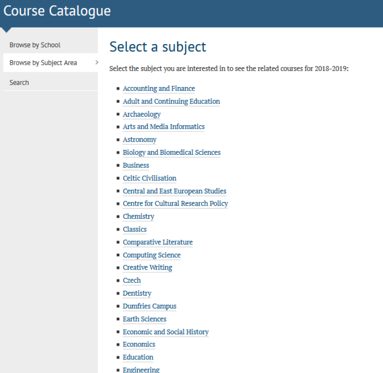 Studying at Glasgow – Navigating the Course Catalogue