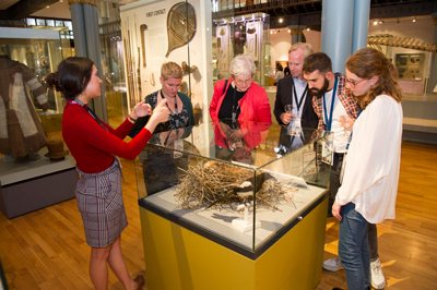 A MuSE guide giving a tour in the Hunterian Museum