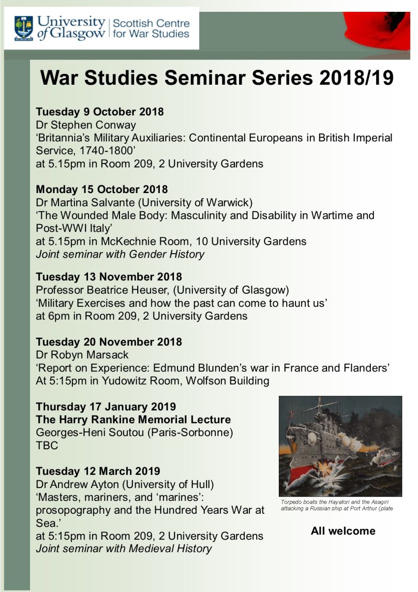 War Studies seminars 2018-19