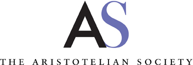 Aristotelian Society logo: A large capital A and a large capital S in different fonts, with small writing at the bottom 'The Aristotelian Society'