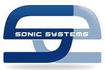 The Sonic Systems logo; a dark blue S in top of a backwards light blue S with the words Sonic Systems in white across the middle.